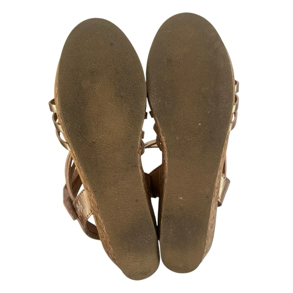 Blowfish Malibu Kids Sandals Copper Leather Size 5 Cork‎ Wedge  Hook/Loop  SU